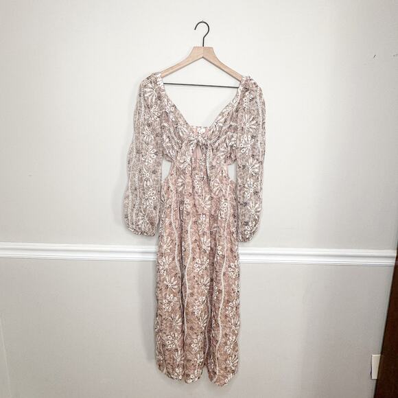 Lena from Kendry Collection Pink Floral Cutout Midi Dress - Picture 2 of 8